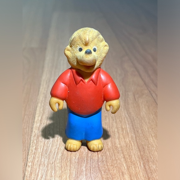 Vintage Berenstain Bears Brother Bear 3" Toy Figure 1988 Flocked - Picture 1 of 11